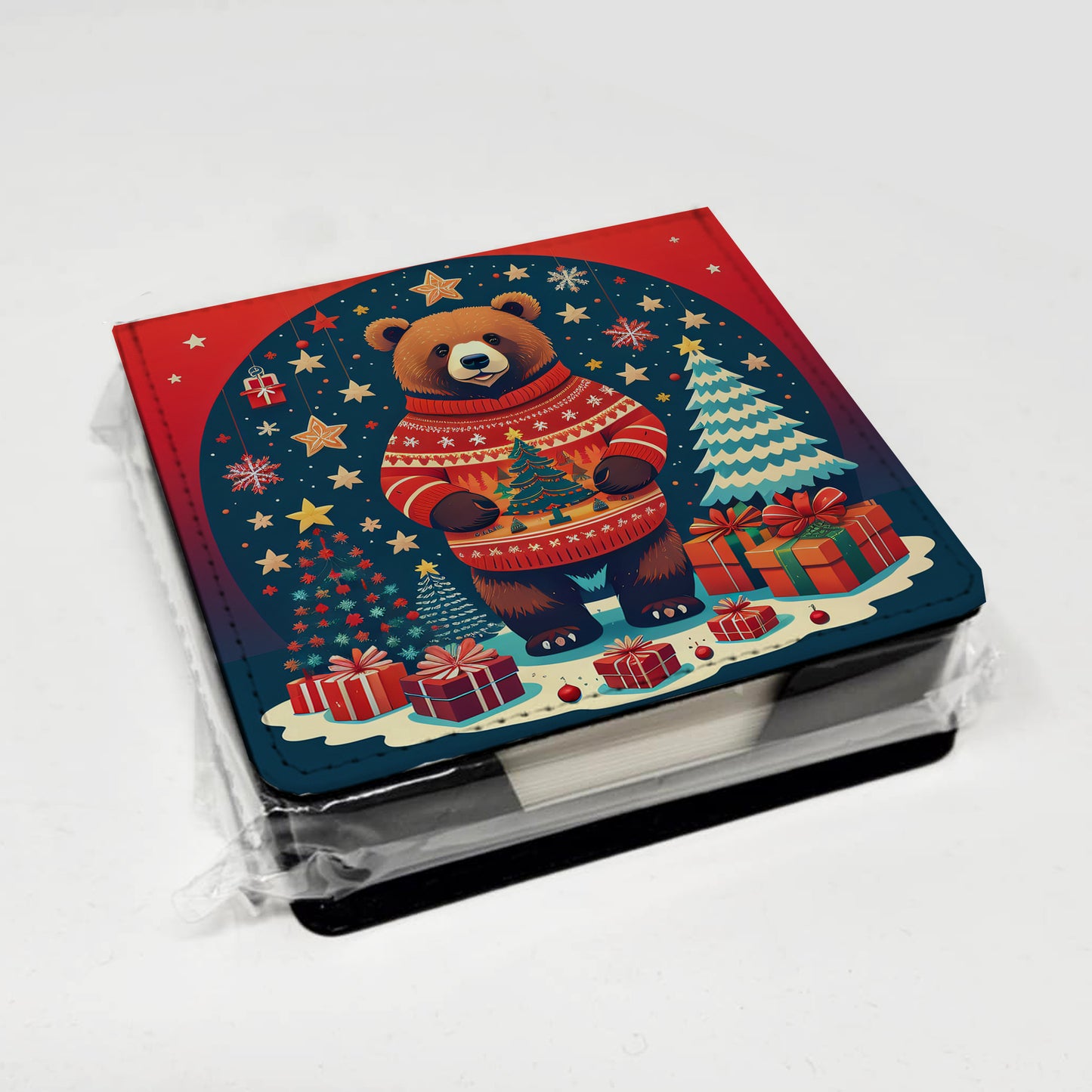 Bear Christmas PU Leather Note Paper Holder