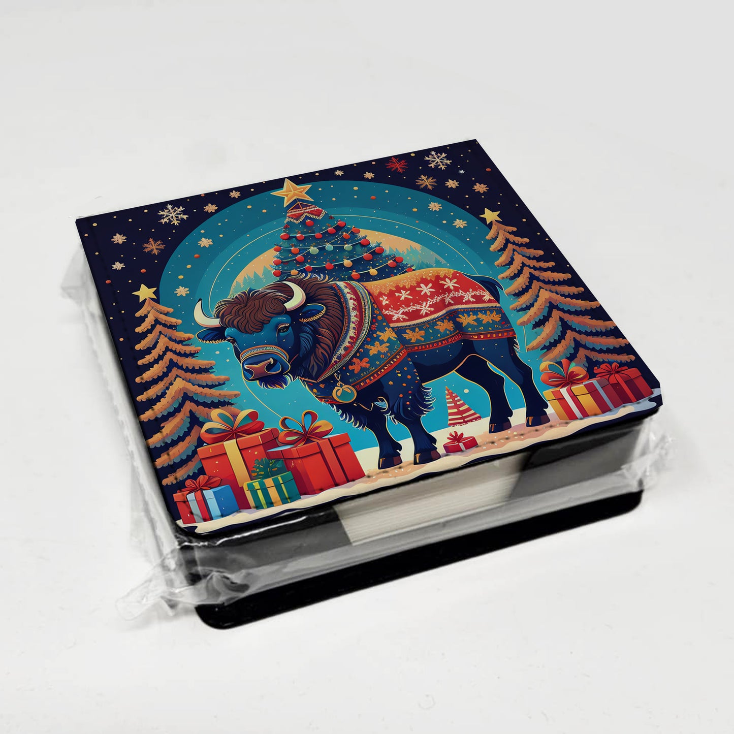 Buffalo Christmas PU Leather Note Paper Holder