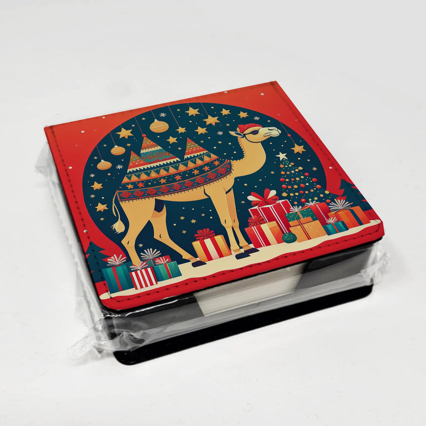 Camel Christmas PU Leather Note Paper Holder