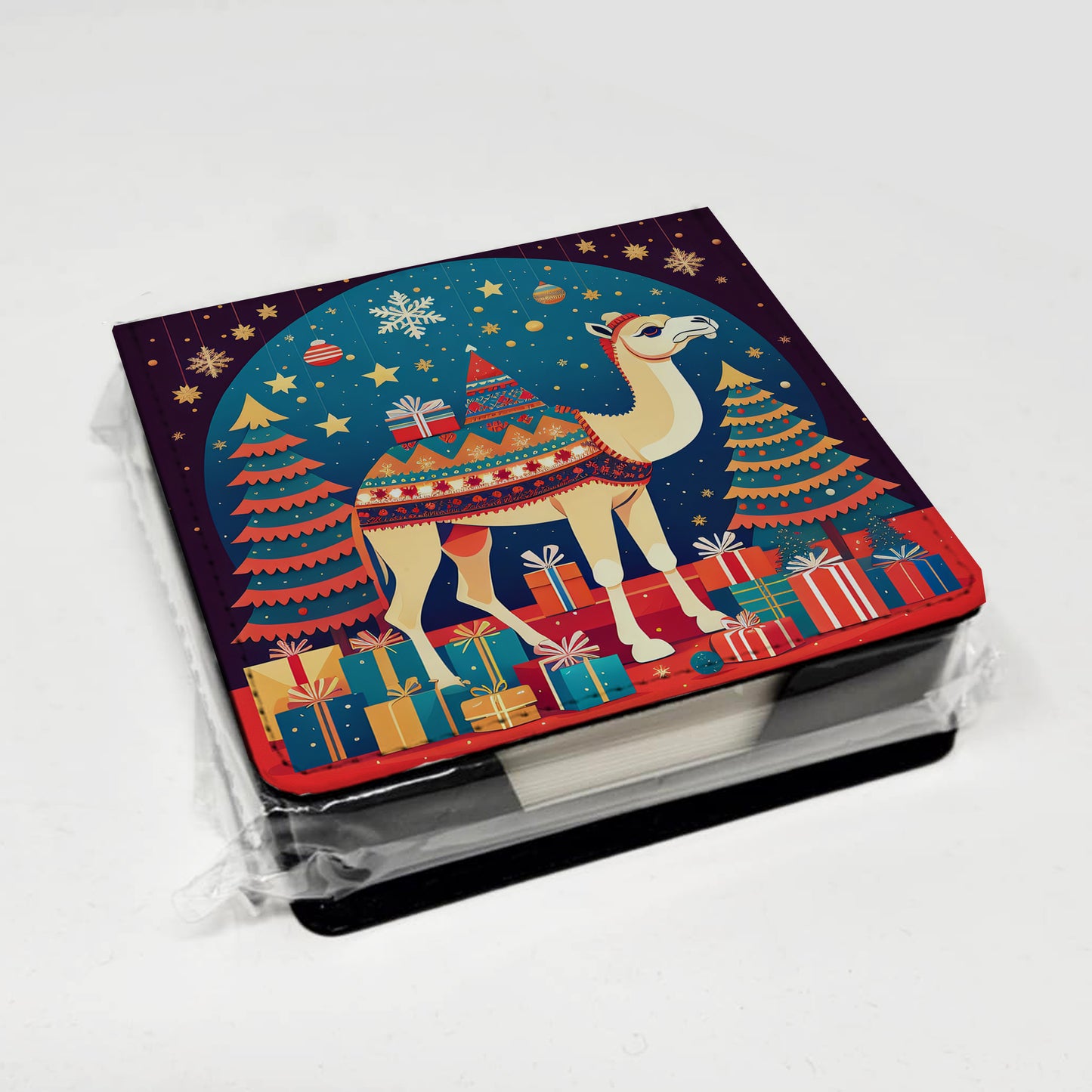 Camel Christmas PU Leather Note Paper Holder