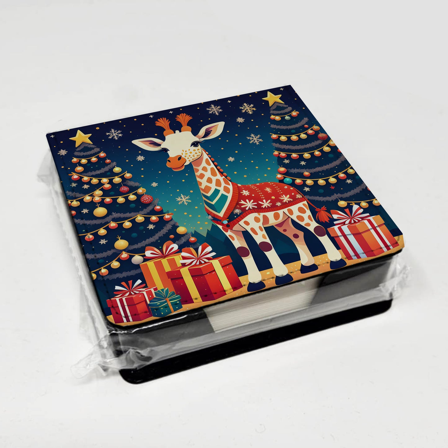 Giraffe Christmas PU Leather Note Paper Holder