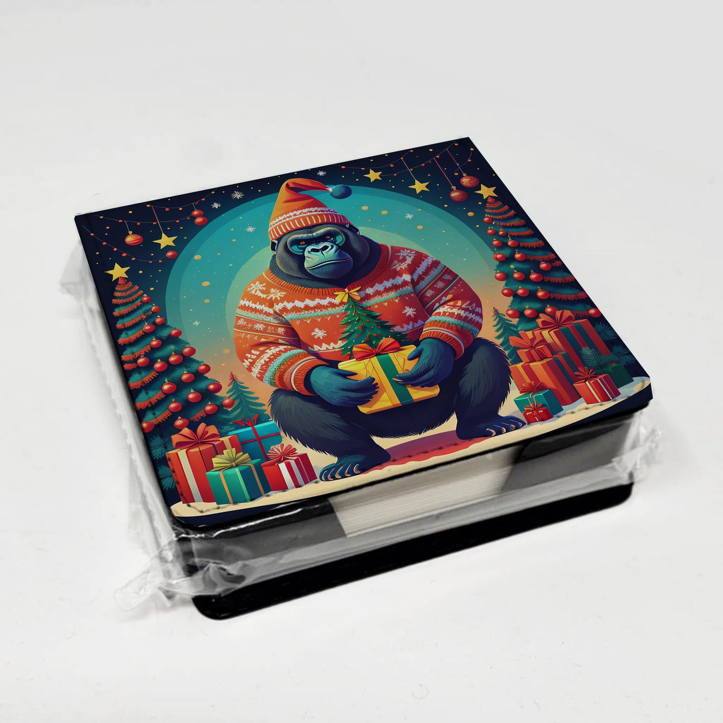 Gorilla Christmas PU Leather Note Paper Holder