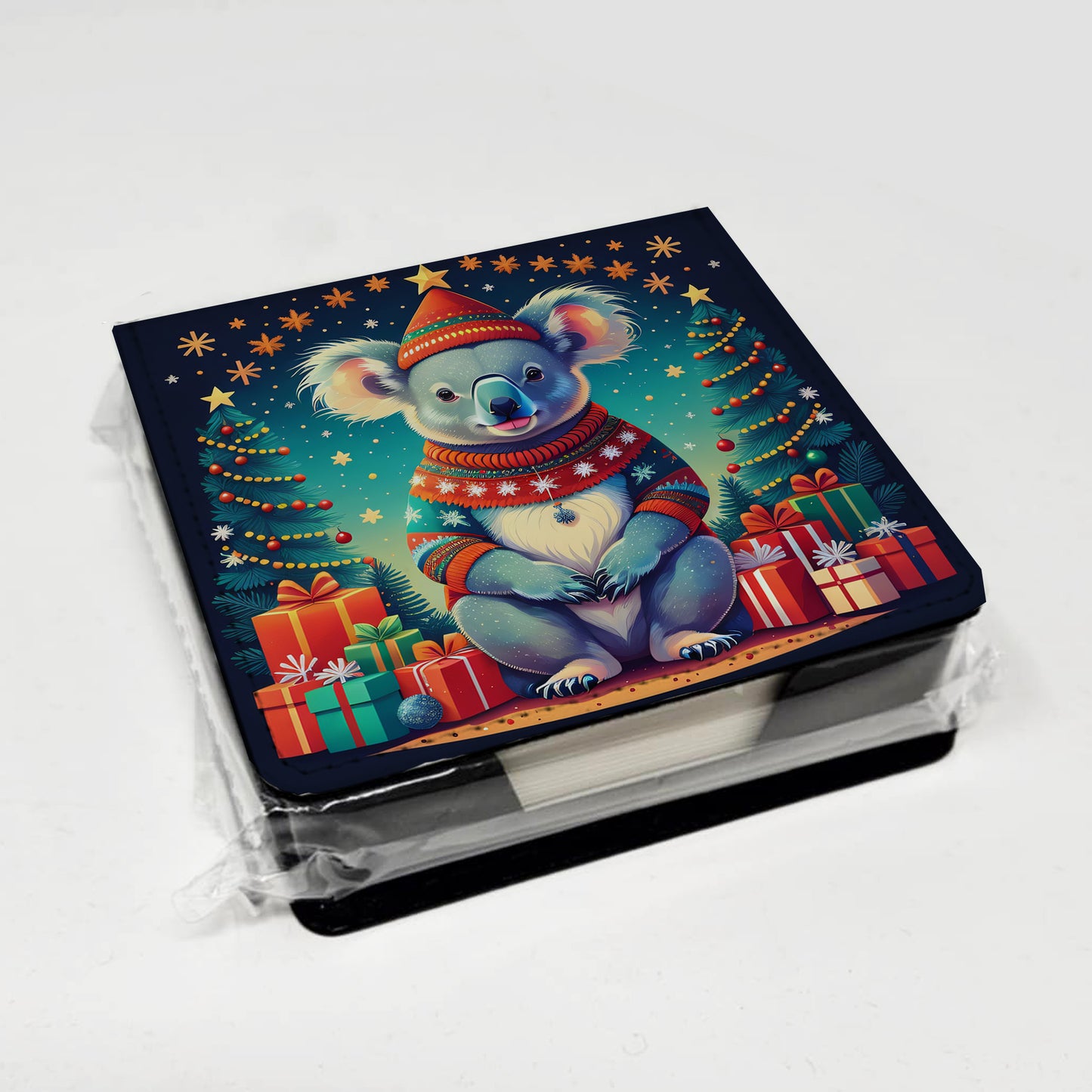 Koala Christmas PU Leather Note Paper Holder