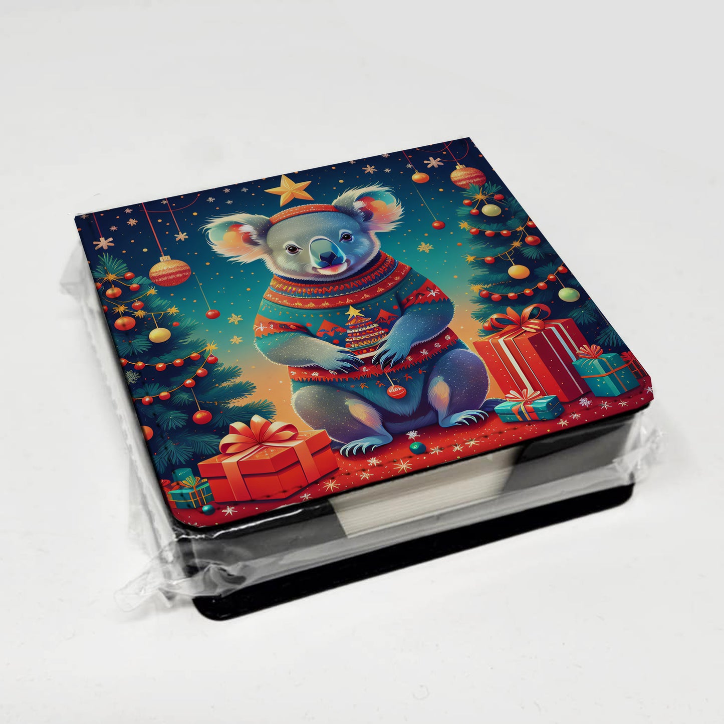 Koala Christmas PU Leather Note Paper Holder