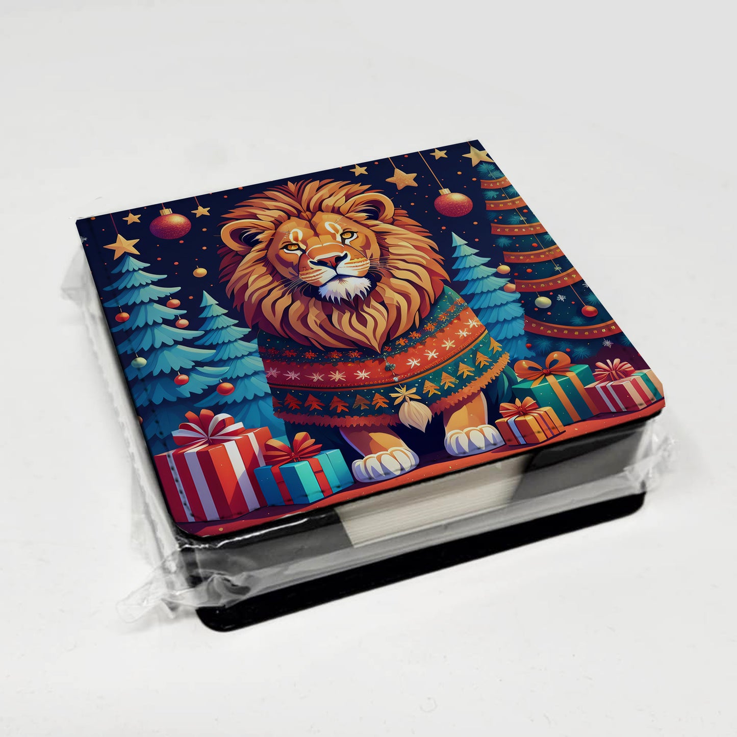 Lion Christmas PU Leather Note Paper Holder