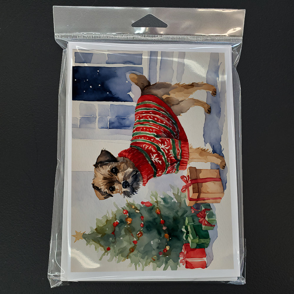 Border Terrier Christmas Greeting Cards Pack of 8