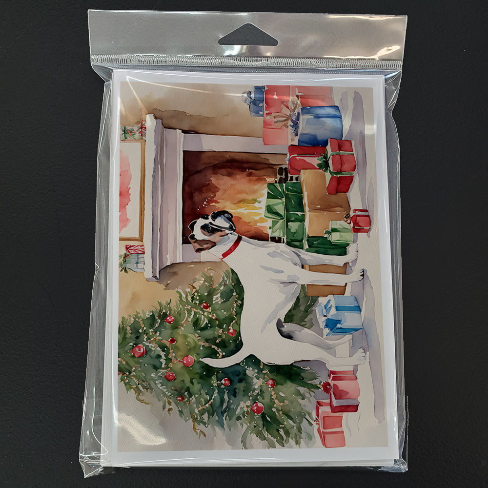 White Boxer Christmas Greeting Cards Pack of 8