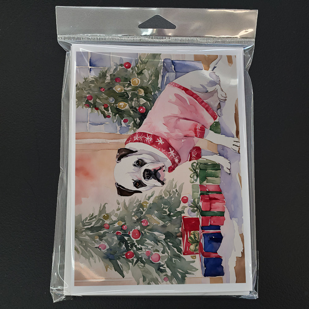 White Boxer Christmas Greeting Cards Pack of 8