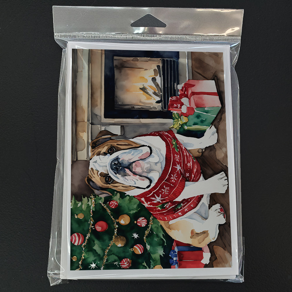 English Bulldog Christmas Greeting Cards Pack of 8