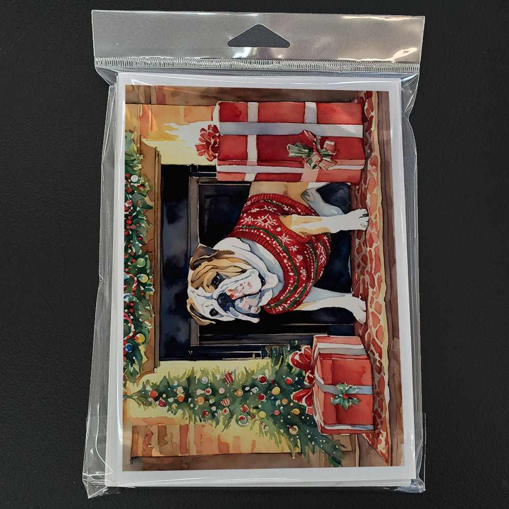 English Bulldog Christmas Greeting Cards Pack of 8