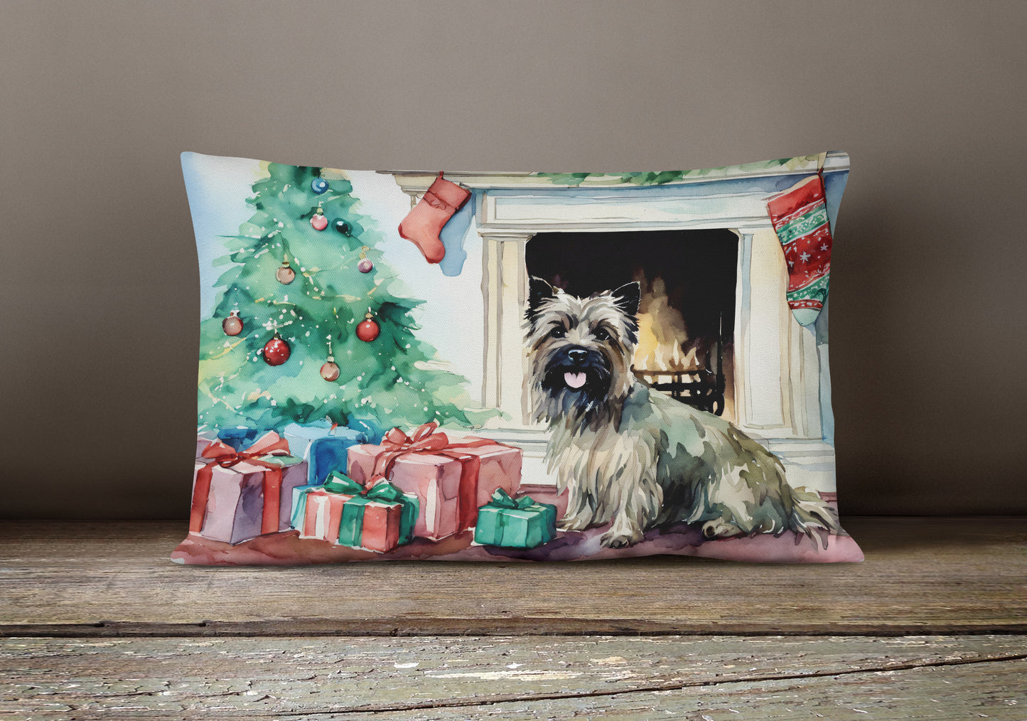 Cairn Terrier Christmas Throw Pillow