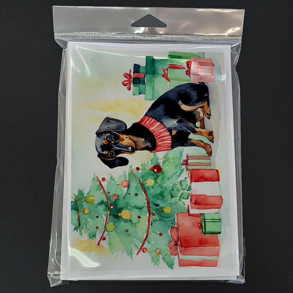 Black and Tan Dachshund Christmas Greeting Cards Pack of 8