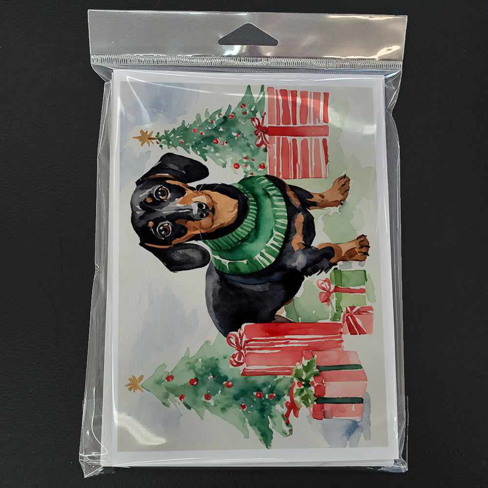 Black and Tan Dachshund Christmas Greeting Cards Pack of 8