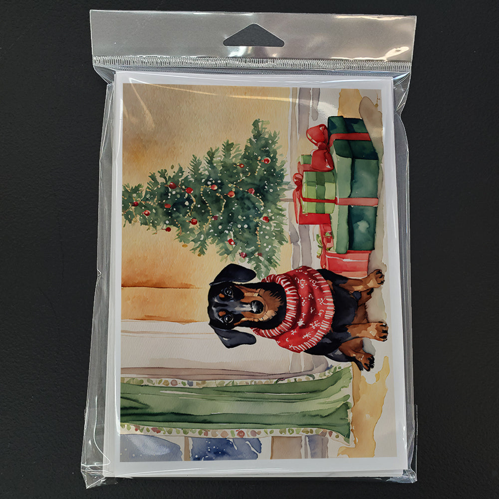 Black and Tan Dachshund Christmas Greeting Cards Pack of 8