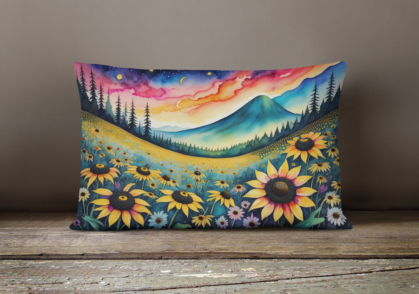 Black-eyed Susans in Color Throw Pillow