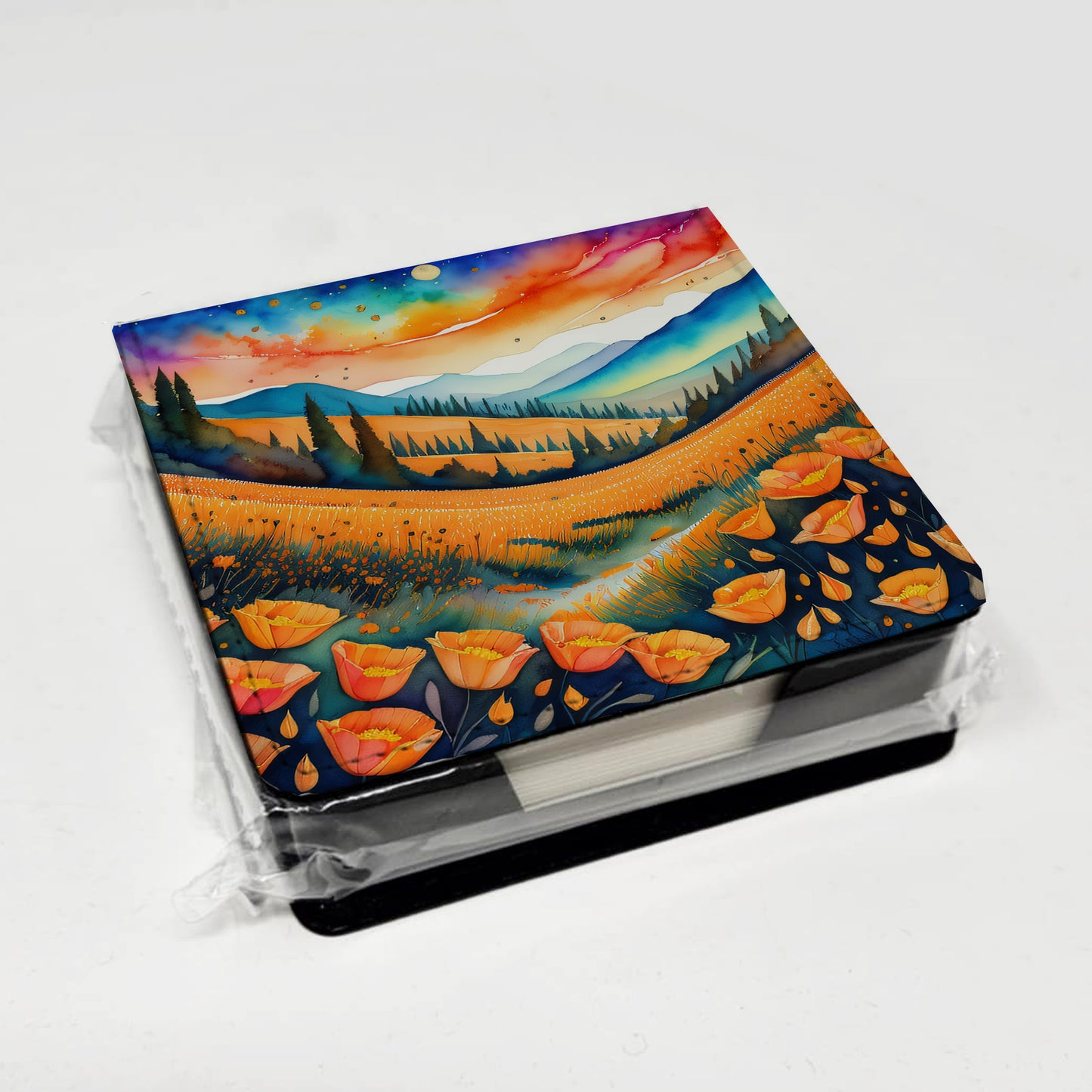 California Poppies in Color PU Leather Note Paper Holder