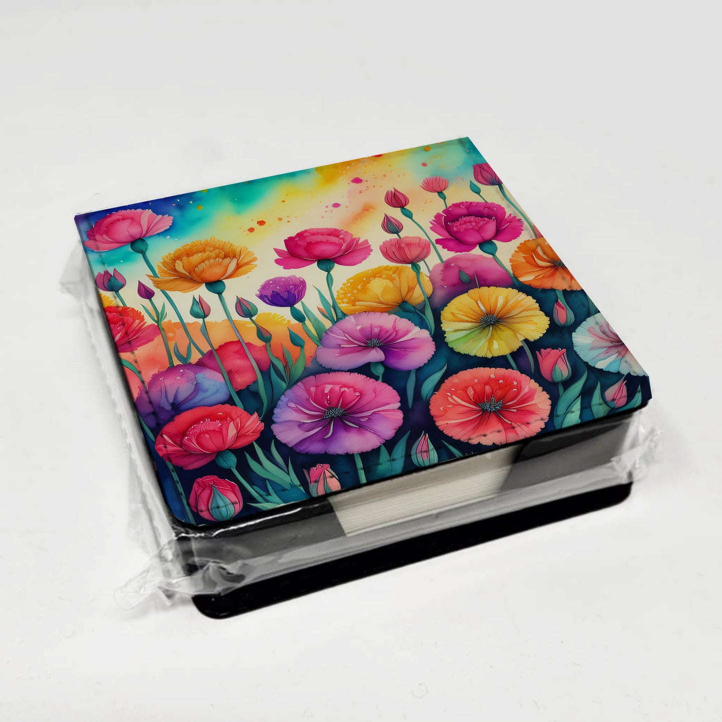 Carnations in Color PU Leather Note Paper Holder