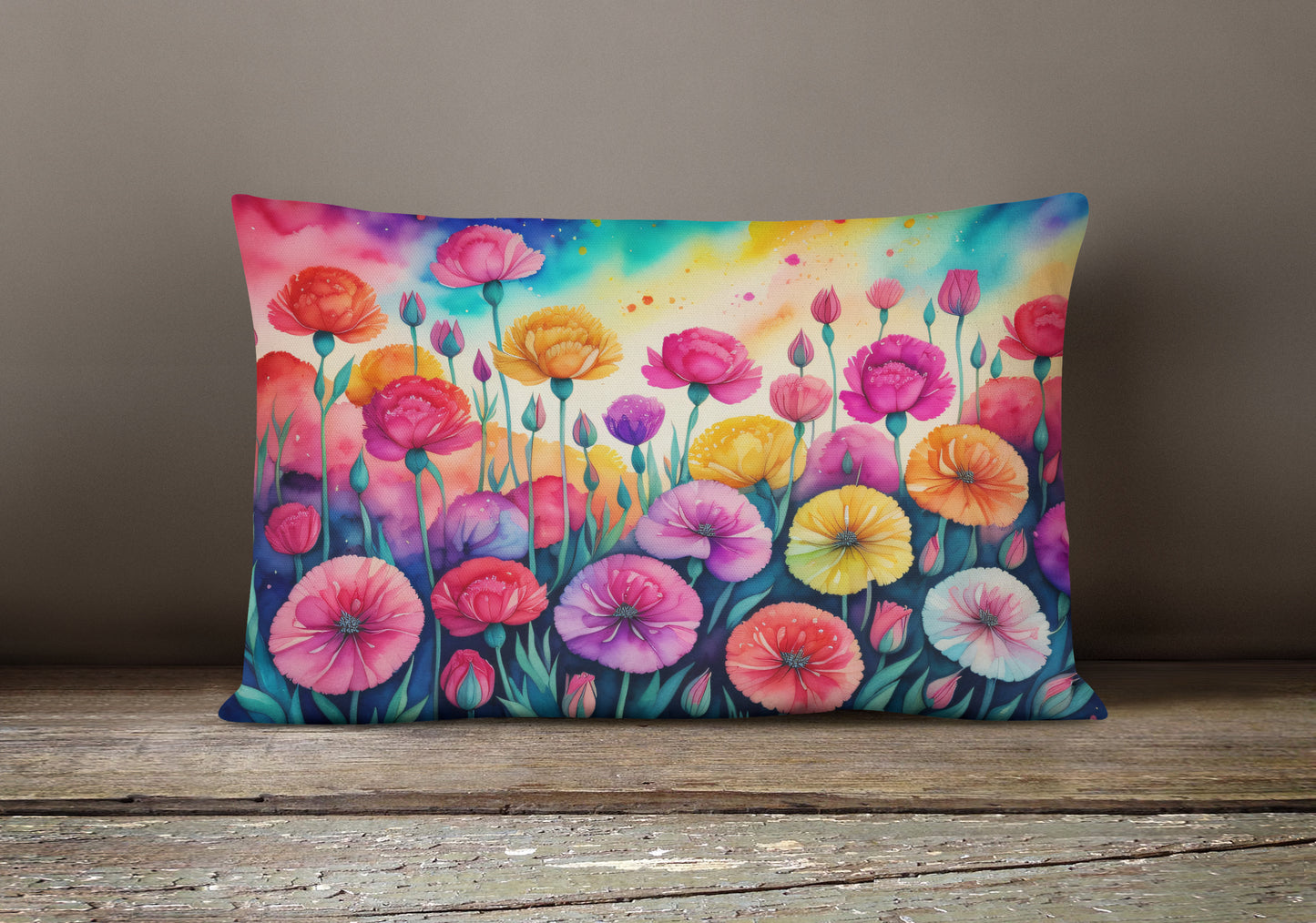Carnations in Color Throw Pillow
