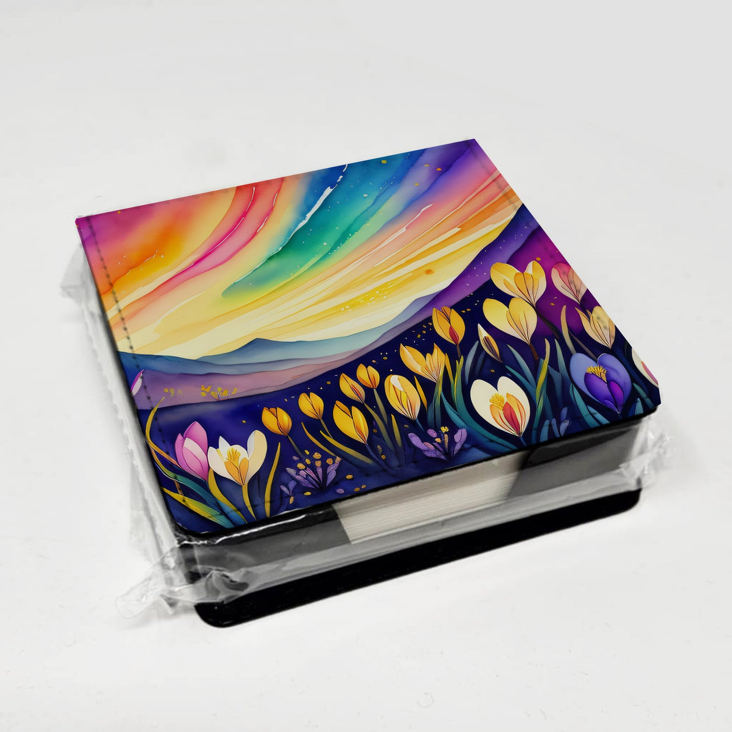 Crocus in Color PU Leather Note Paper Holder