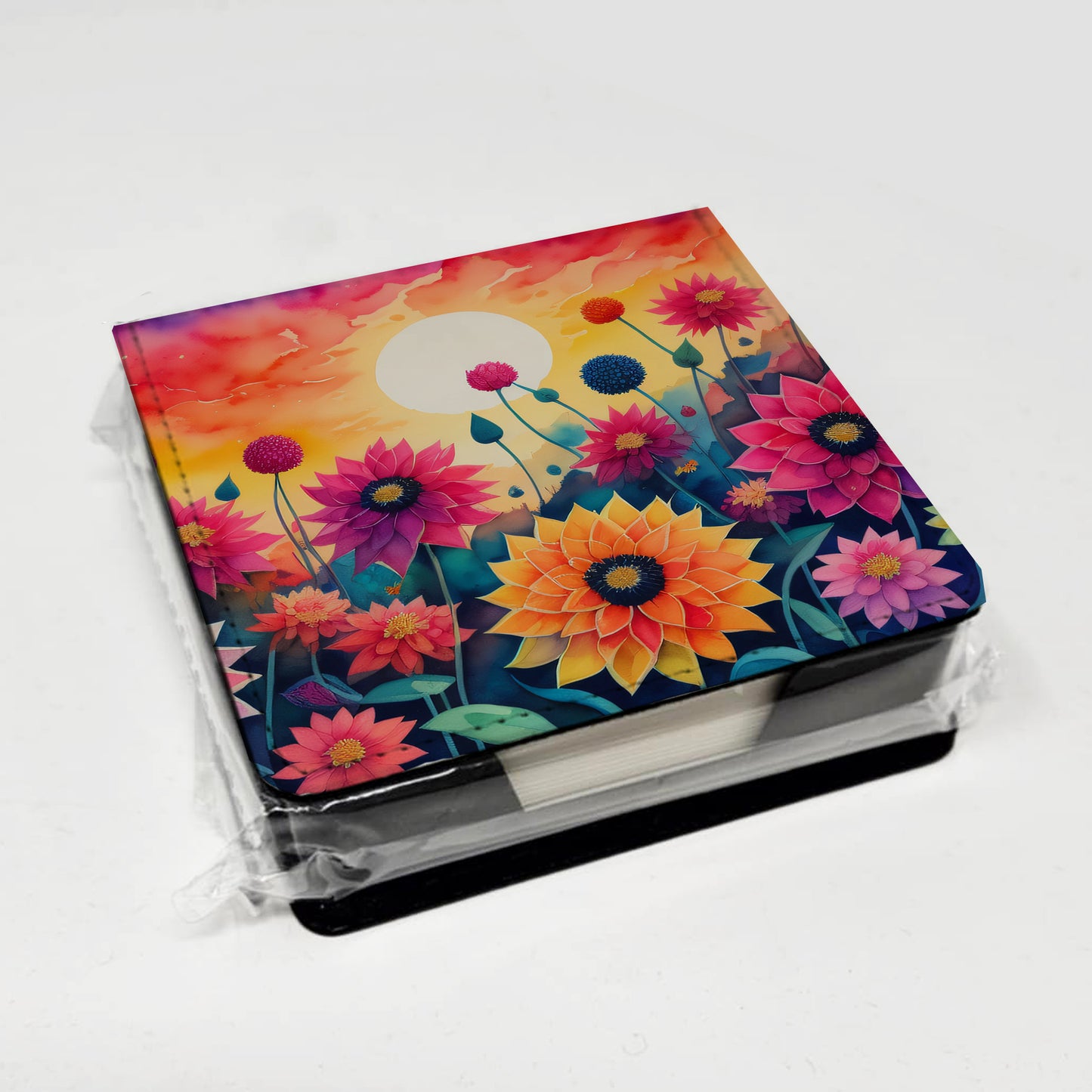 Dahlias in Color PU Leather Note Paper Holder