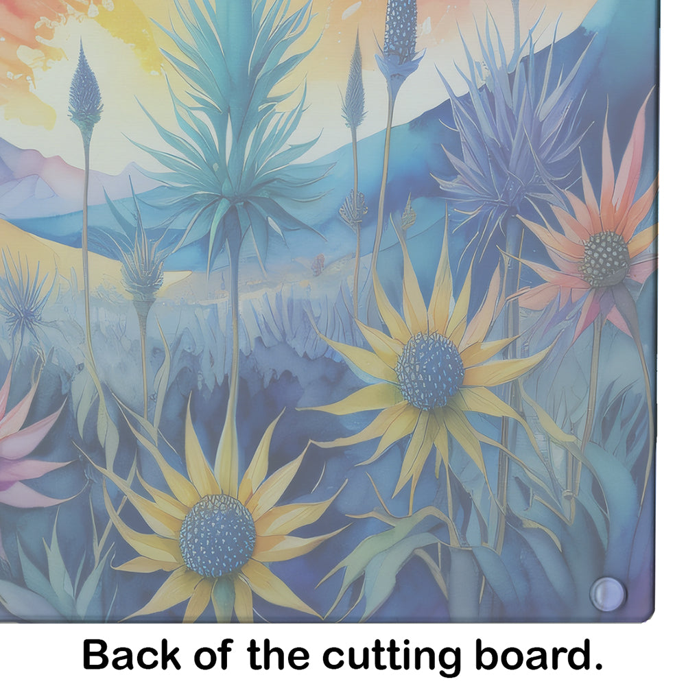 Eryngium in Color Glass Cutting Board