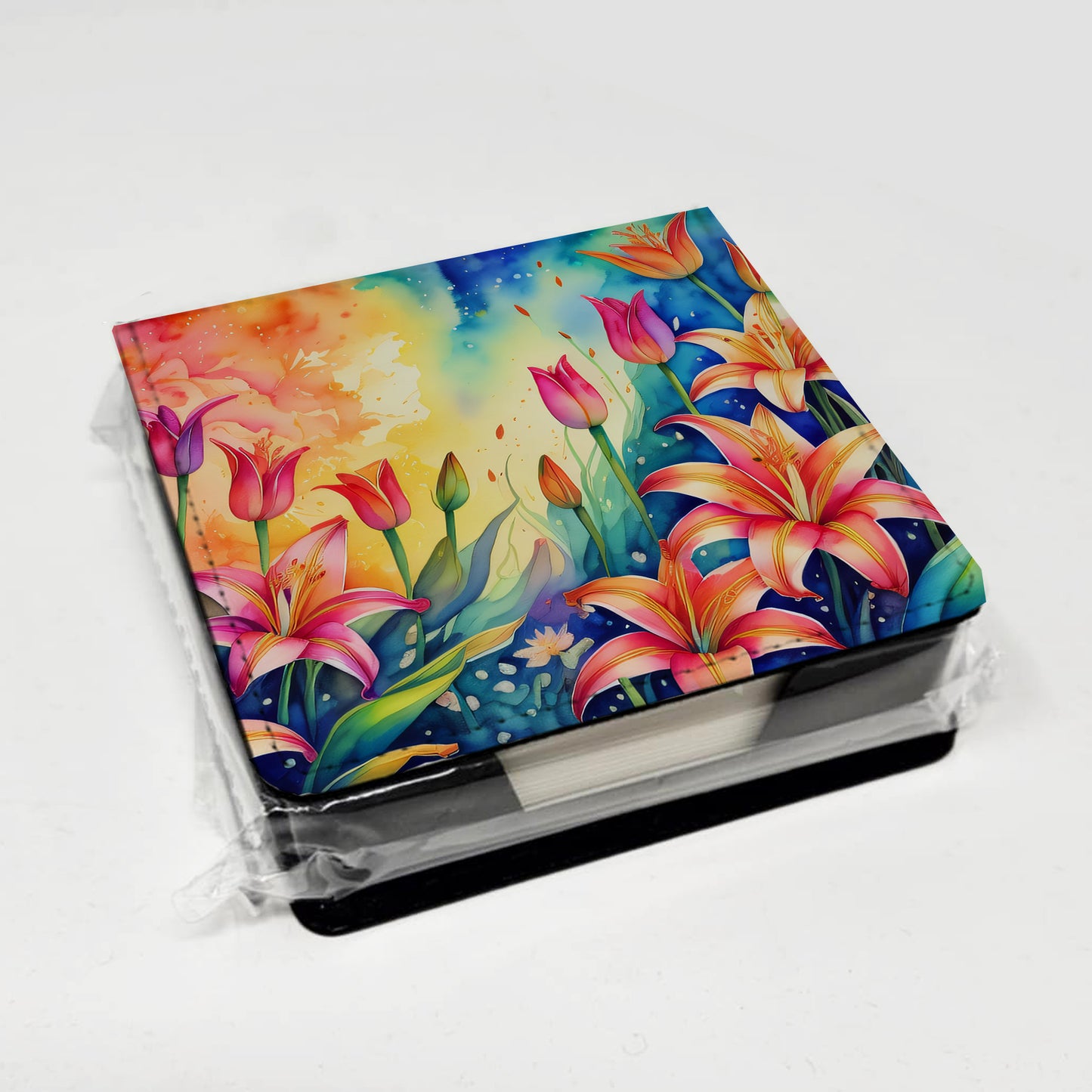 Lilies in Color PU Leather Note Paper Holder