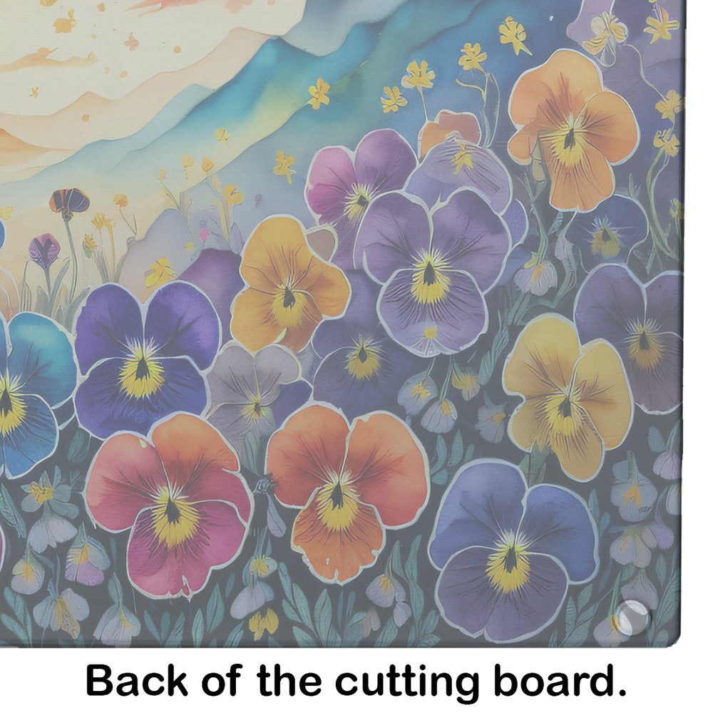 Pansies in Color Glass Cutting Board