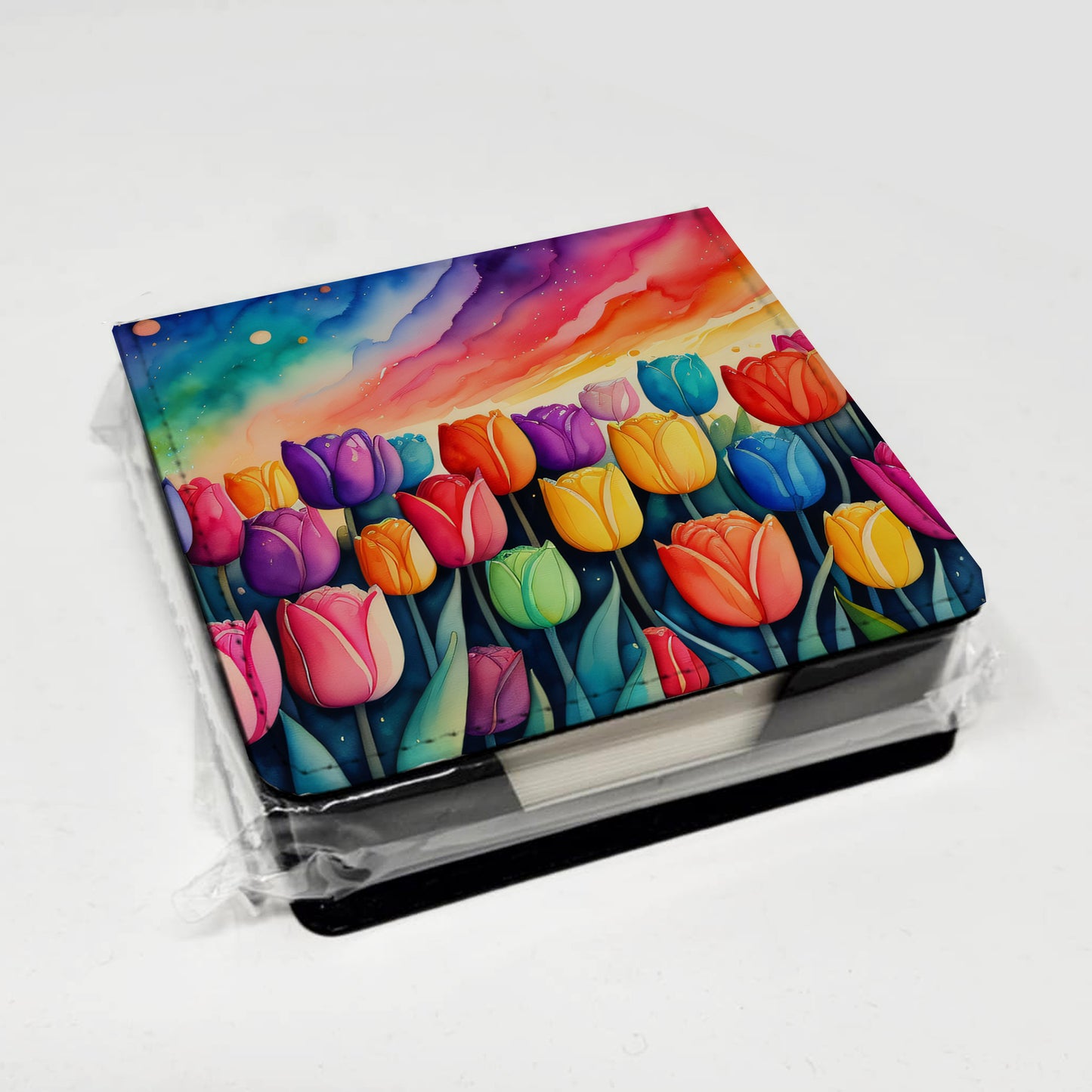 Tulips in Color PU Leather Note Paper Holder