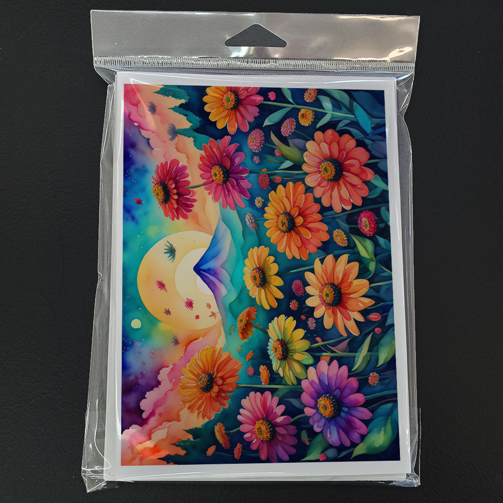 Zinnias in Color Greeting Cards Pack of 8