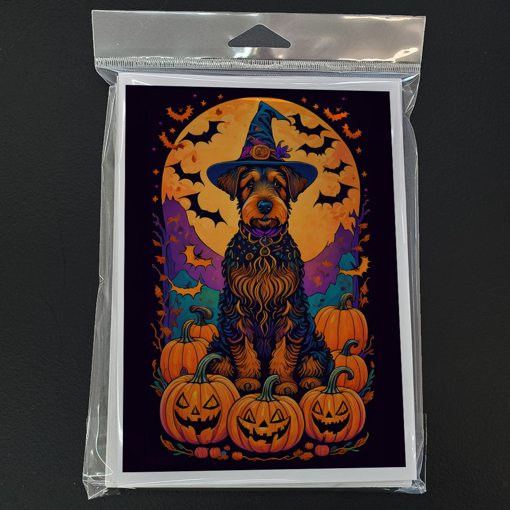 Airedale Terrier Witchy Halloween Greeting Cards Pack of 8