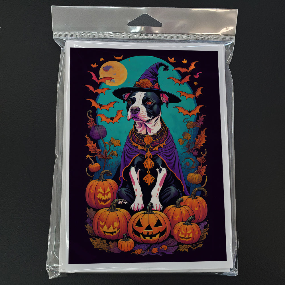 Pit Bull Terrier Witchy Halloween Greeting Cards Pack of 8