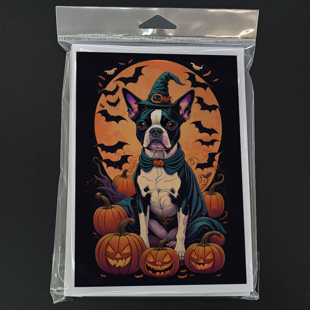 Boston Terrier Witchy Halloween Greeting Cards Pack of 8