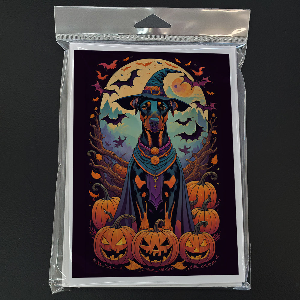 Doberman Pinscher Witchy Halloween Greeting Cards Pack of 8