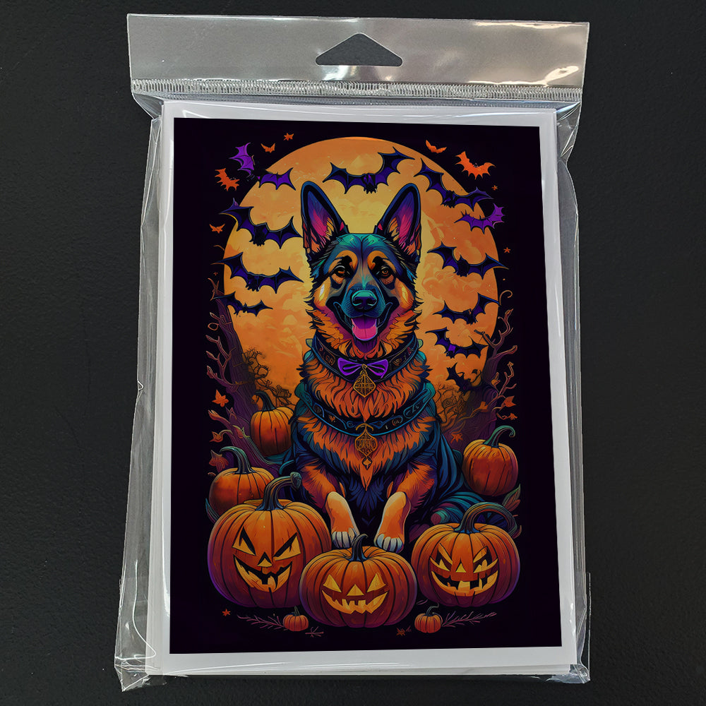 German Shepherd Witchy Halloween Greeting Cards Pack of 8