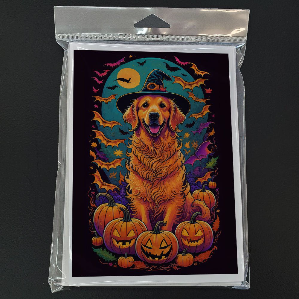 Golden Retriever Witchy Halloween Greeting Cards Pack of 8