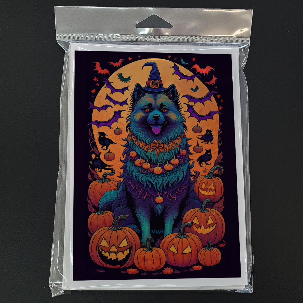 Keeshond Witchy Halloween Greeting Cards Pack of 8