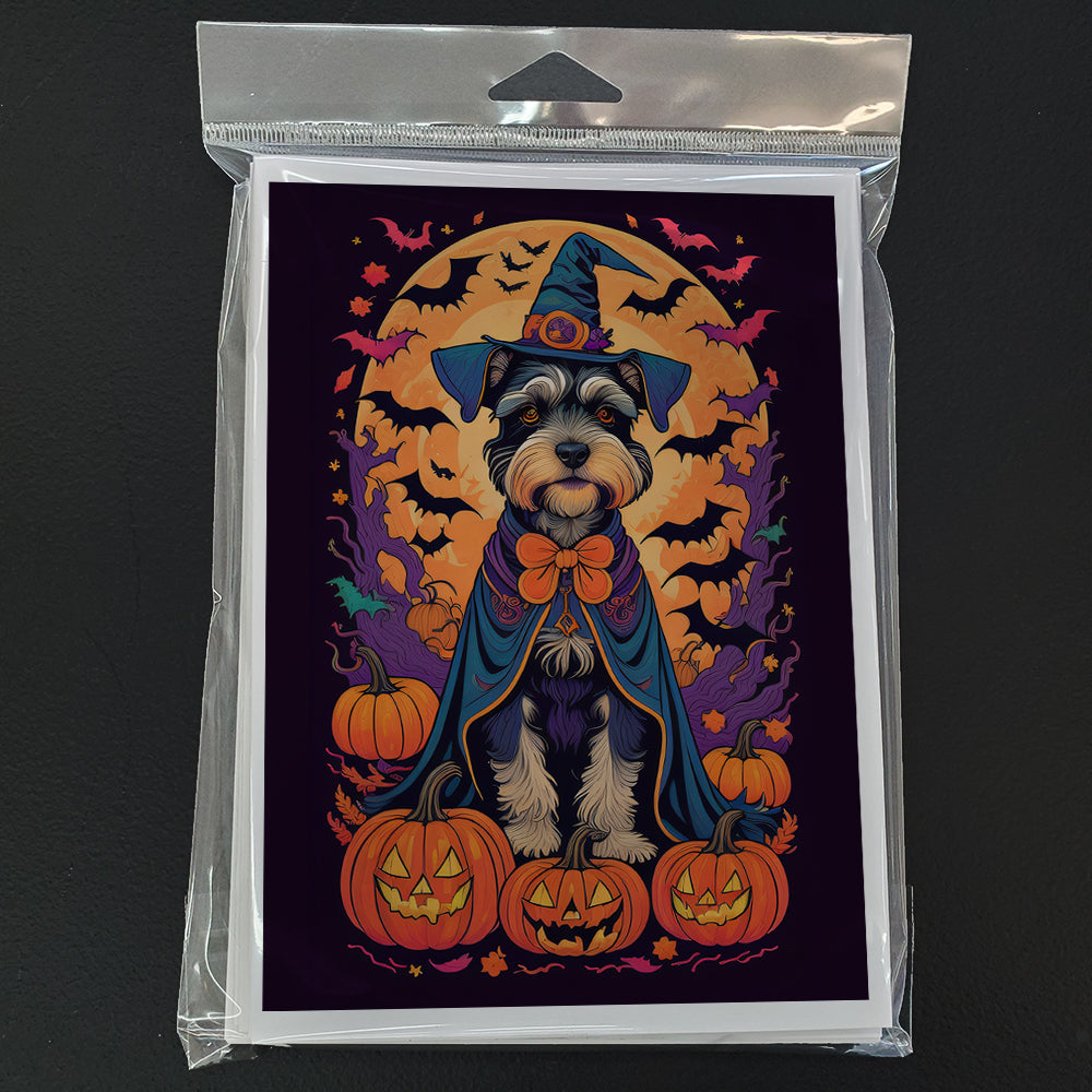 Schnauzer Witchy Halloween Greeting Cards Pack of 8