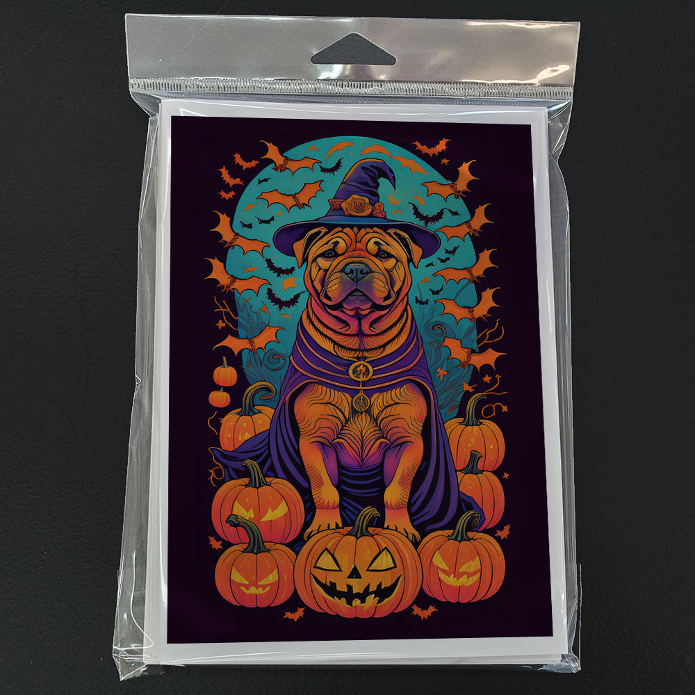 Shar Pei Witchy Halloween Greeting Cards Pack of 8
