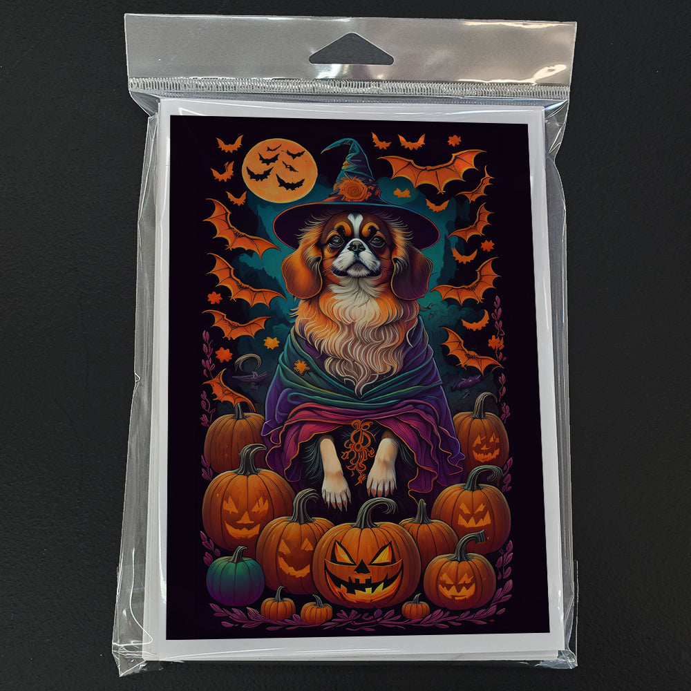 Tibetan Spaniel Witchy Halloween Greeting Cards Pack of 8
