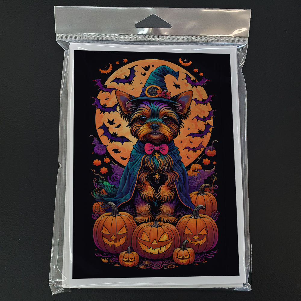 Yorkie Witchy Halloween Greeting Cards Pack of 8