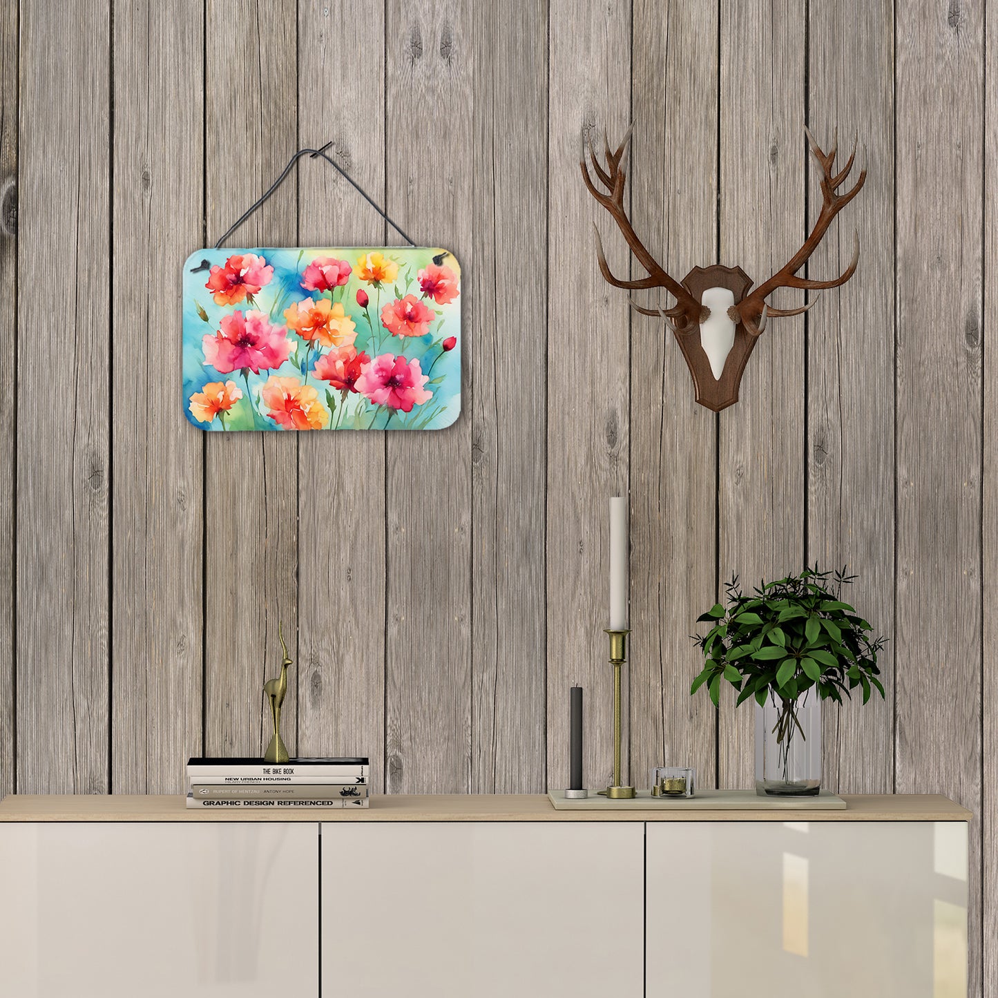 Carnations in Watercolor Wall or Door Hanging Prints