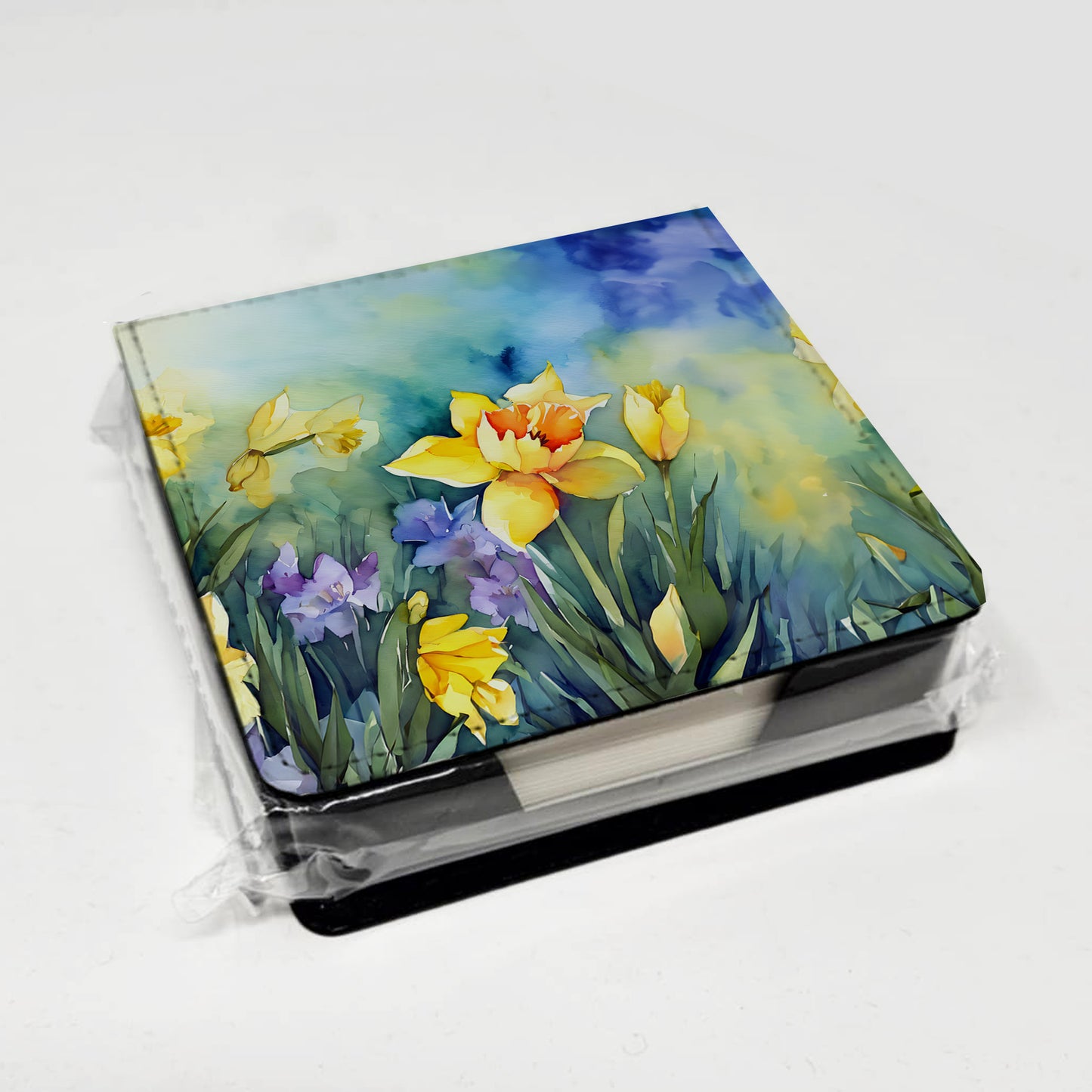 Daffodils in Watercolor PU Leather Note Paper Holder
