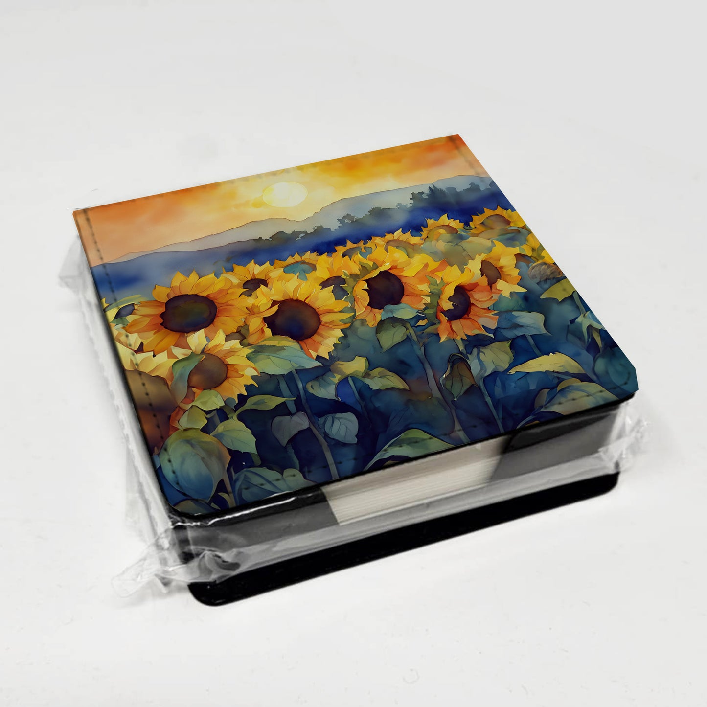 Sunflowers in Watercolor PU Leather Note Paper Holder