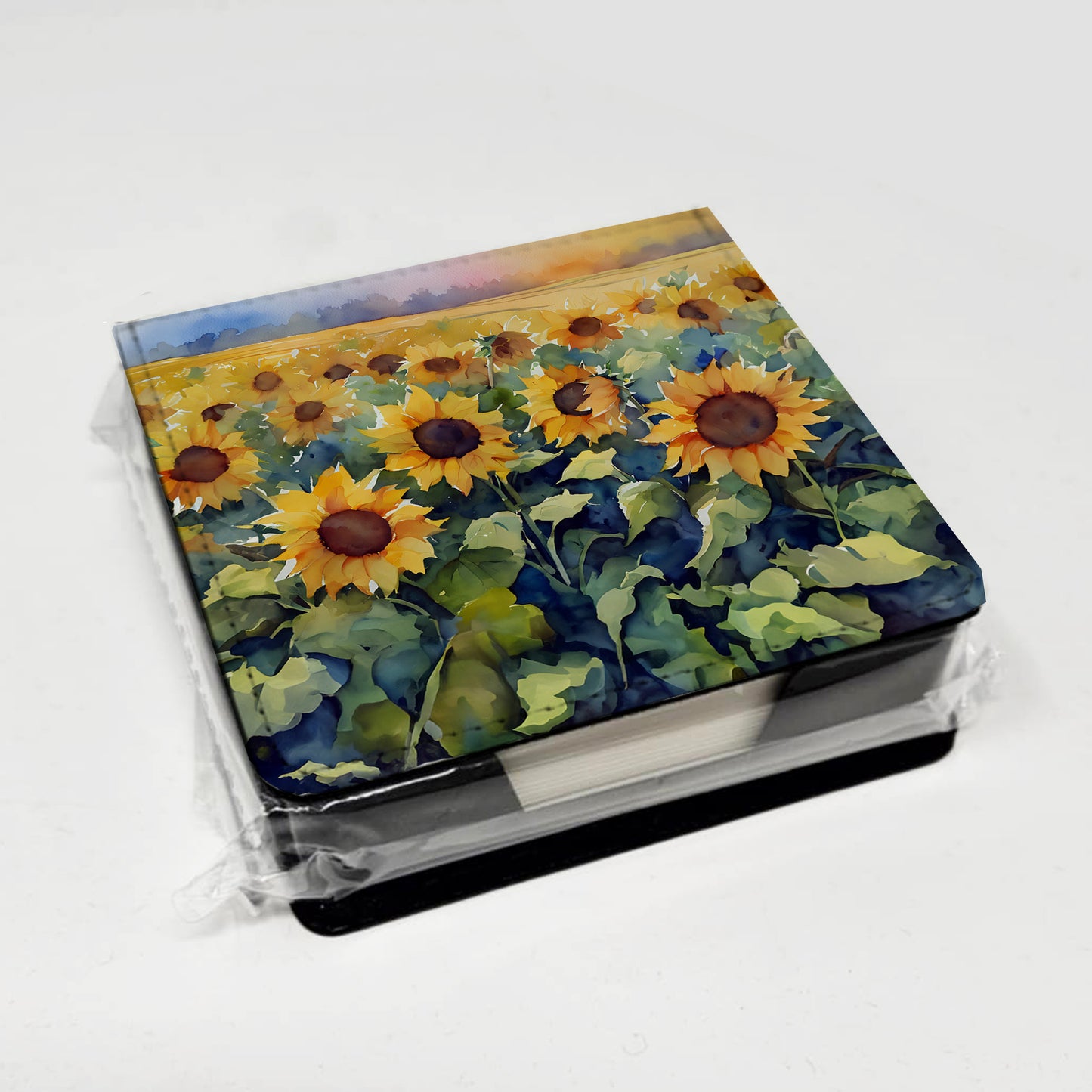 Sunflowers in Watercolor PU Leather Note Paper Holder