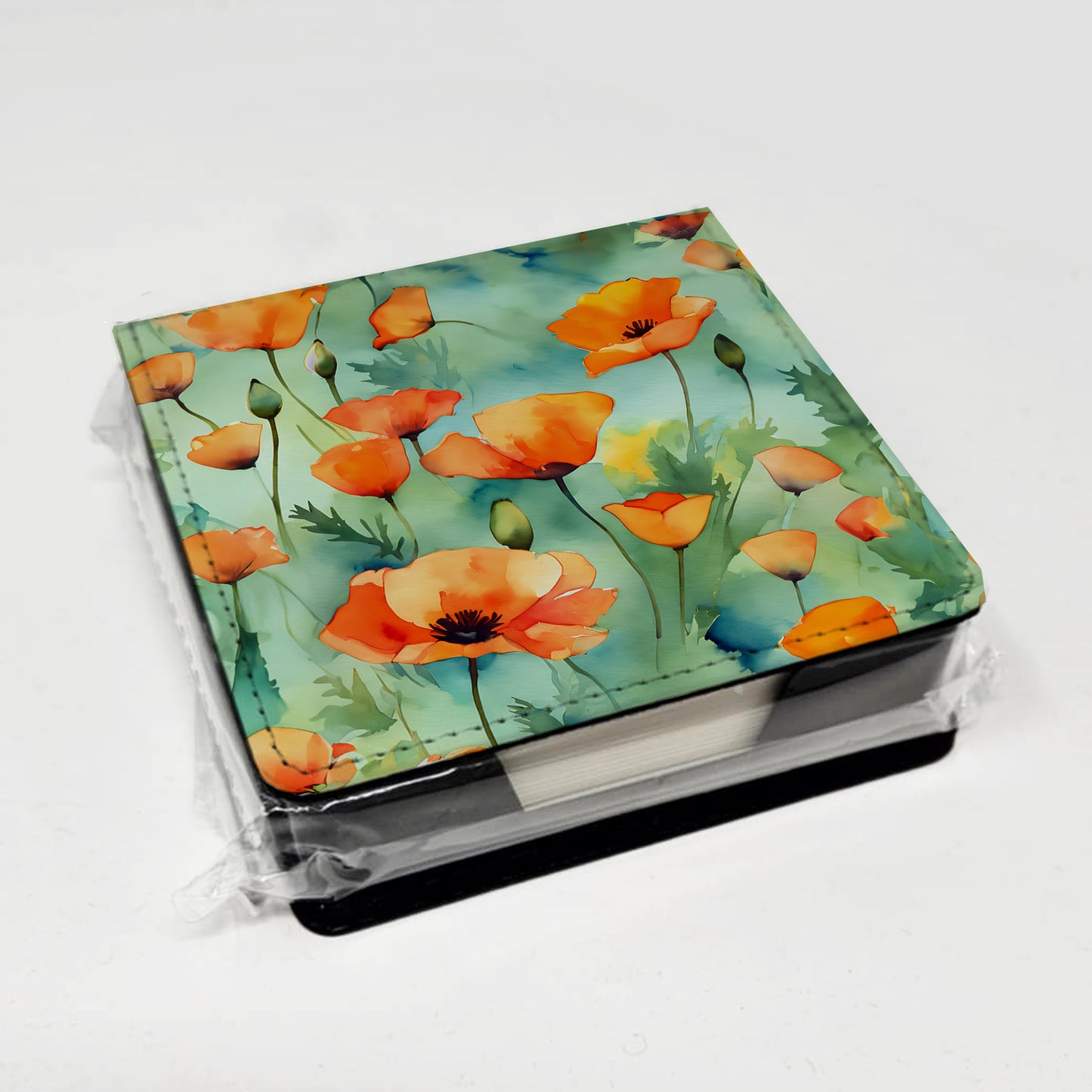 California California Poppies in Watercolor PU Leather Note Paper Holder