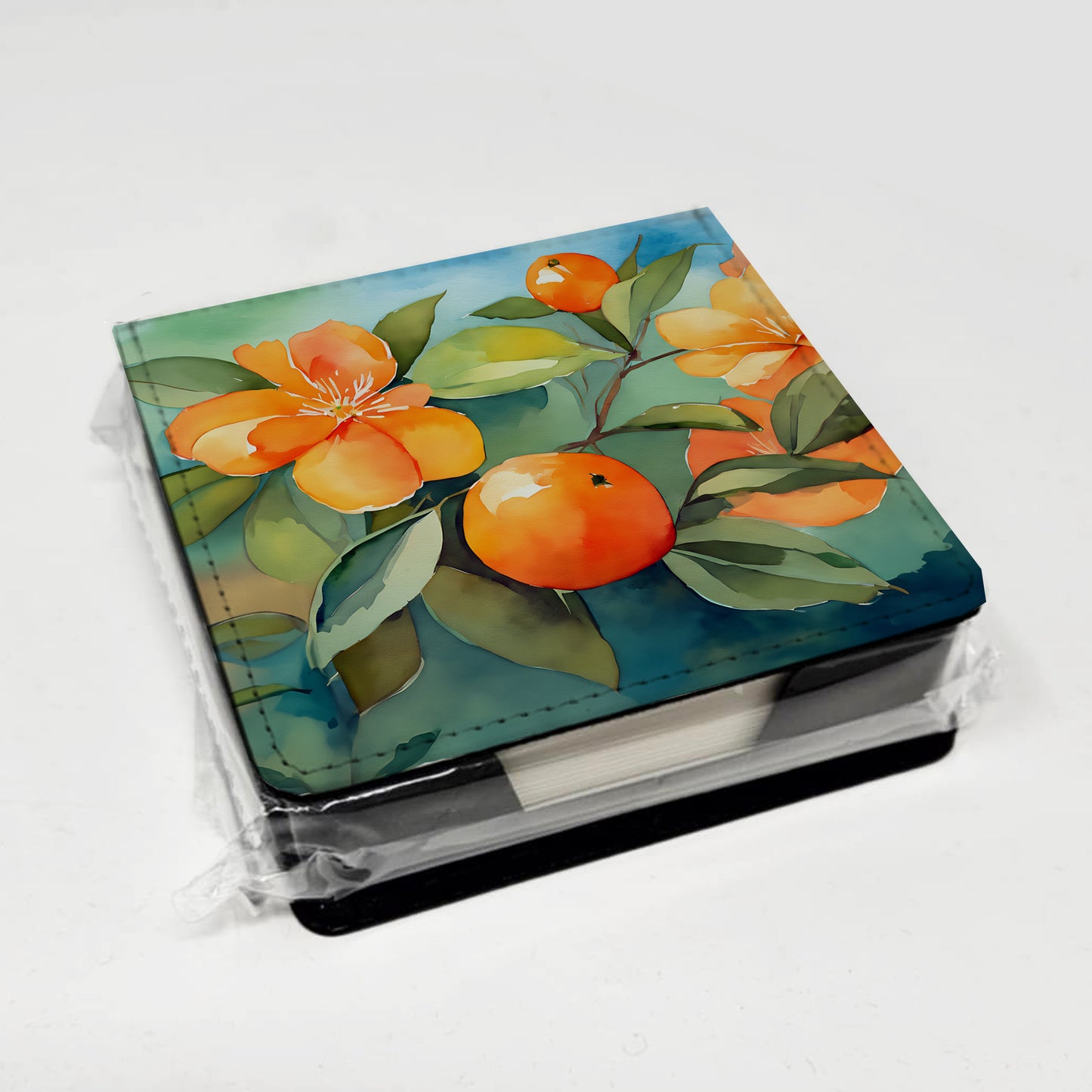 Florida Orange Blossom in Watercolor PU Leather Note Paper Holder