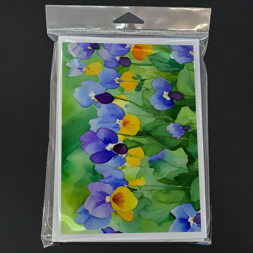 Illinois Violet in Watercolor Greeting Cards Pack of 8