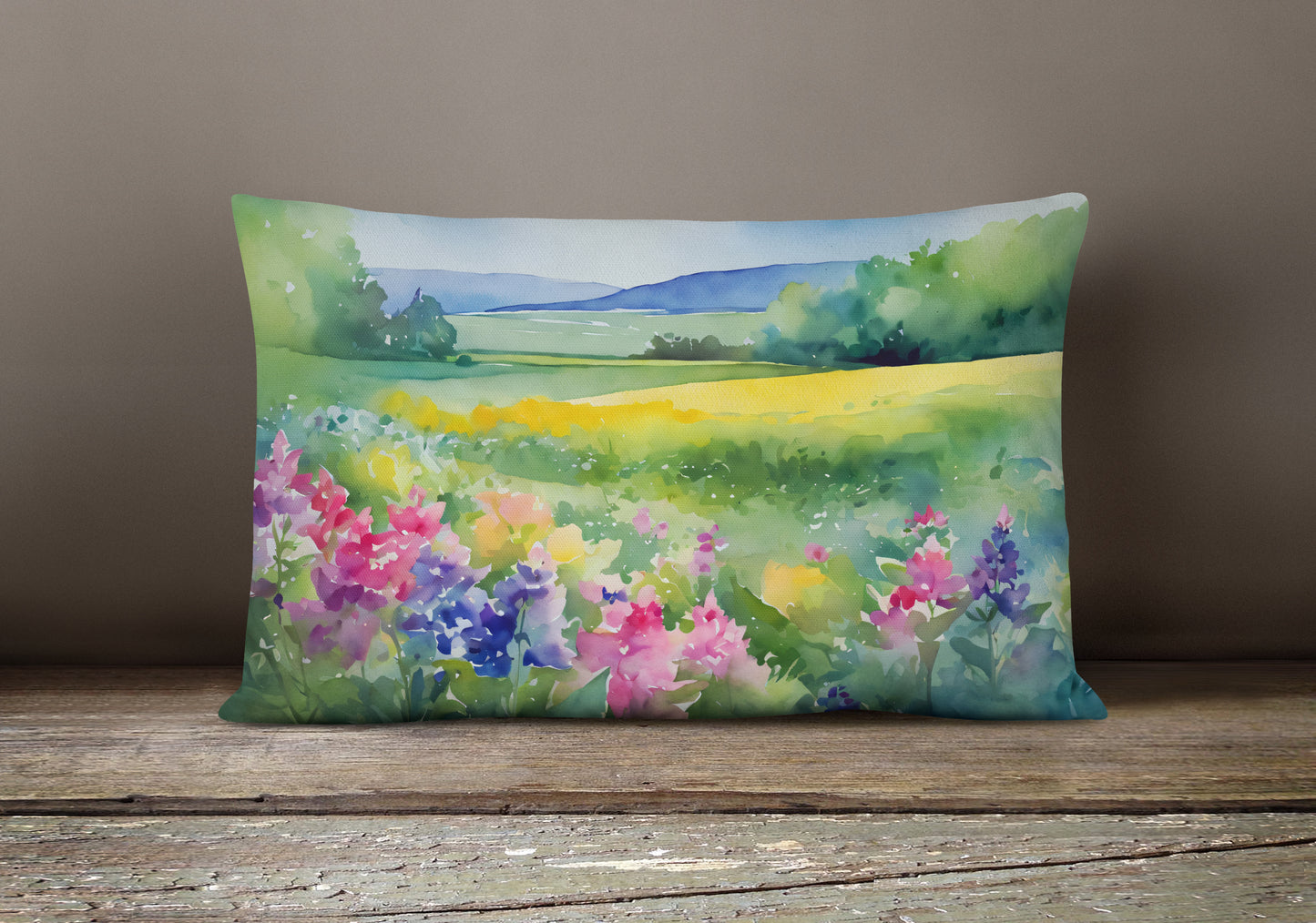Massachusetts Mayflowers in Watercolor Throw Pillow