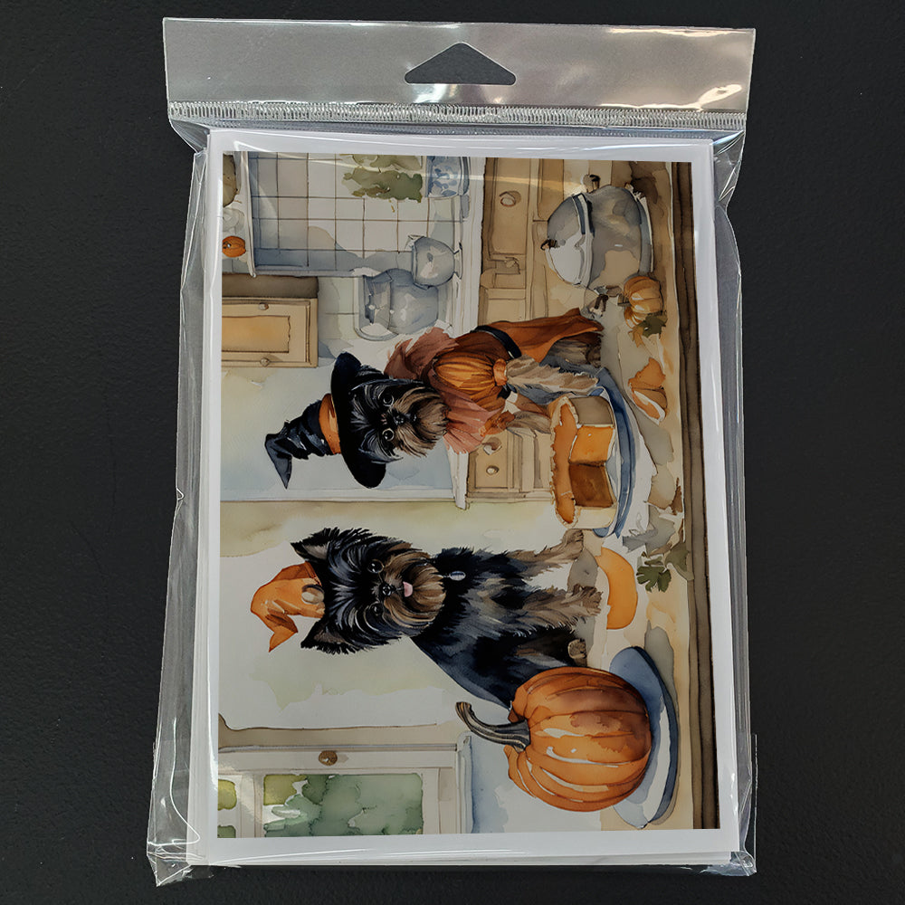 Affenpinscher Fall Kitchen Pumpkins Greeting Cards Pack of 8