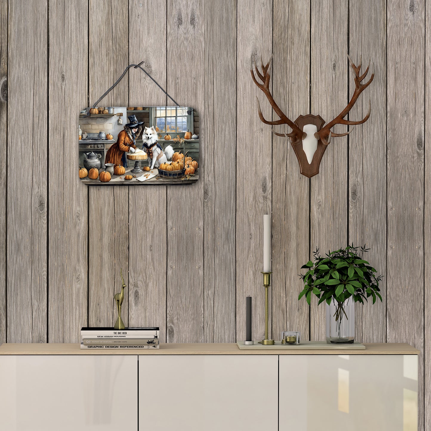 American Eskimo Fall Kitchen Pumpkins Wall or Door Hanging Prints